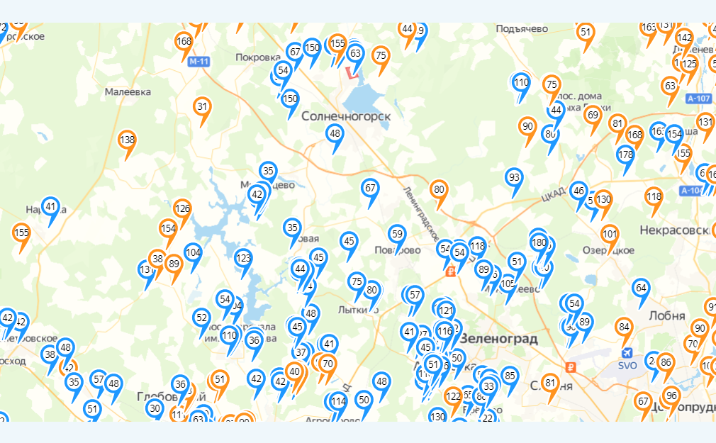 Карта глубин колодцев в московской области